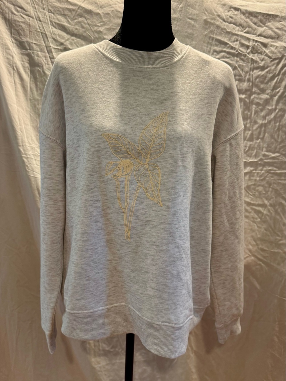 Primark Light Gray Sweatshirt with Pink Floral Print (Custom Design)